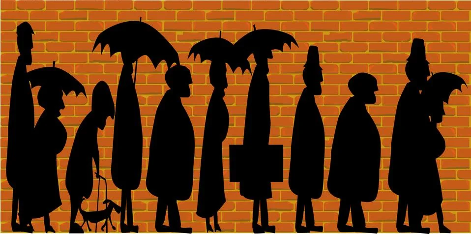 Standing in line Stock Illustration