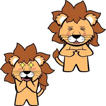 Standing lion character Stock Illustration
