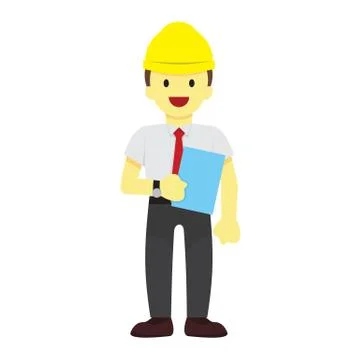 Standing Male Worker With Paper Vector Illustration Graphic Ilustração Stock