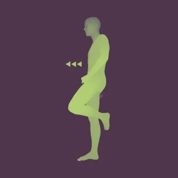 Standing Man. 3D Human Body Model. Design Element. Man Stands on his Feet. Stock Illustration
