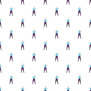 Standing man cartoon pattern repeating background illustration Illustrazione stock