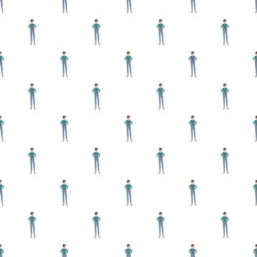 Standing man character seamless pattern background Illustrazione stock