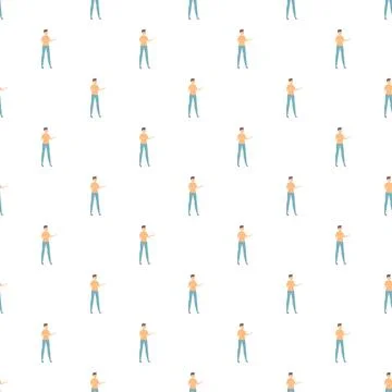 Standing man character seamless pattern vector illustration イラスト素材