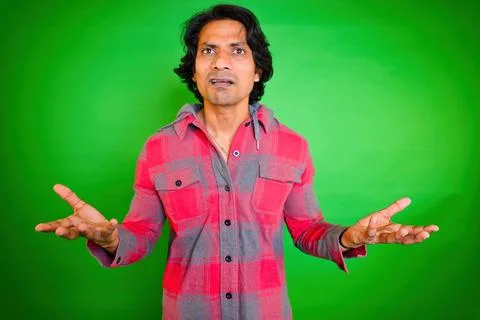 Standing Man confused expression Stock Photos