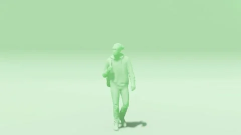 Standing Man Holding Bag Light Green Background Stock Footage 312973059