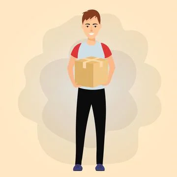 Standing man holding a box Stock Illustration