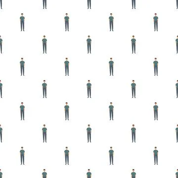 Standing man repeat pattern on white background Illustrazione stock