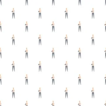 Standing man repeat pattern on white background Illustrazione stock