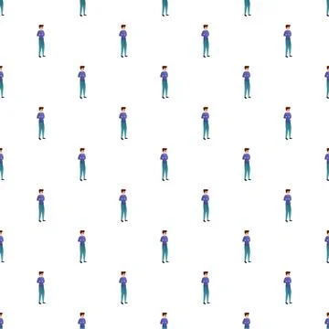 Standing men cartoon seamless pattern background design Stock Illustration