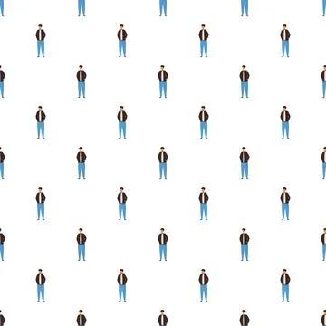 Standing men pattern on white background Stock Illustration