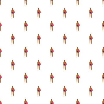 Standing men with swim trunks and beach ball pattern 스톡 일러스트