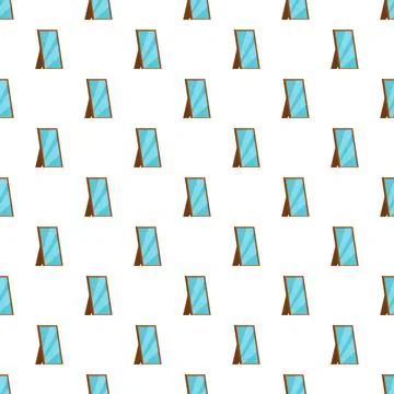 Standing mirrors repeating pattern on white background Illustrazione stock