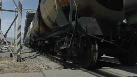 Standing near railway and train Vídeo Stock 123779093