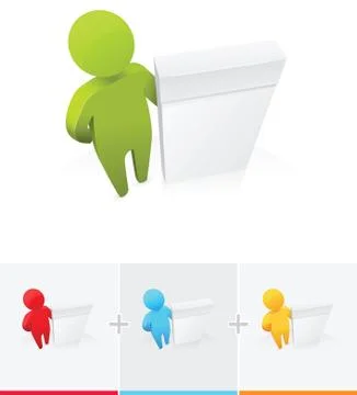 Standing next to software box. presenting Stock Illustration