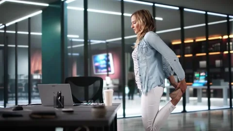 Standing Office Yoga Workout And Workout Stock Footage 293129593
