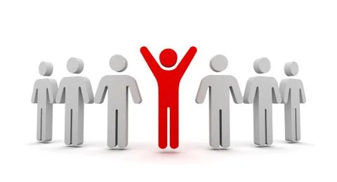 Standing out from the crowd concept  3d illustration Stock Illustration