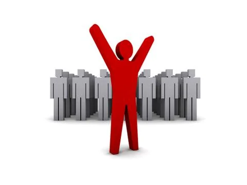 Standing out from the crowd. Concept 3D illustration. Stock Illustration