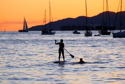 Standing paddling Stock Photos