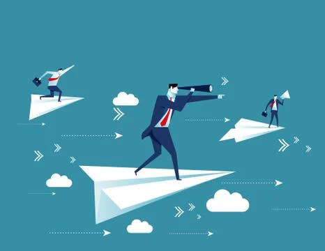 Standing on the paper plane Stock Illustration