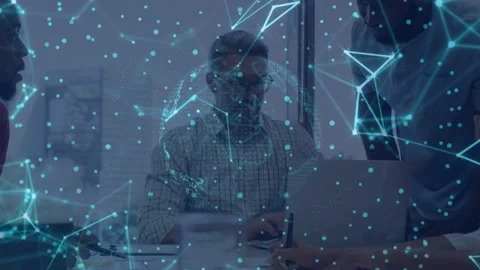 Standing peer pointing at laptop, manager typing, team noting for tech plan, Stock Footage 333670651