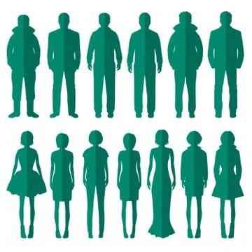Standing people silhouettes Stock Illustration