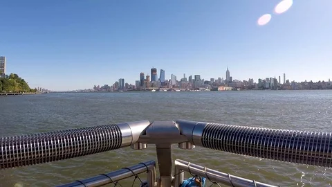 Standing on a Pier over looking New York City Stock Footage 101493879