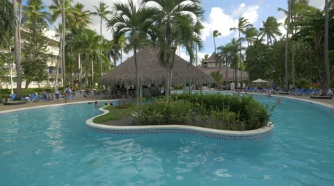 Standing by the pool at Vista Sol Hotel, Dominican Republic Stock Footage 50386092