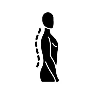 Standing posture correction black glyph icon Stock Illustration