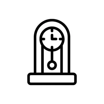 Standing rounded pendulum clock icon vector outline illustration Stock Illustration