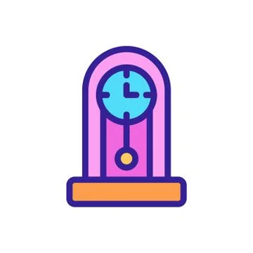 Standing rounded pendulum clock icon vector outline illustration Stock Illustration