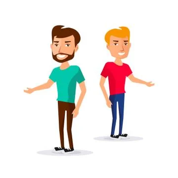 Standing Smiling Man in Tshirt Stock Illustration