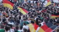 Standing Spectators Crowd Seat Large Arena Waving Flags World Cup Public Viewing HD Footage