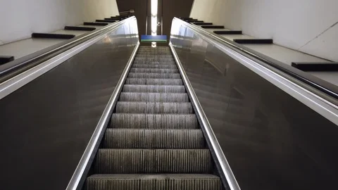 Standing Still on Dirty Automatic Escalator 스톡 동영상 102450005