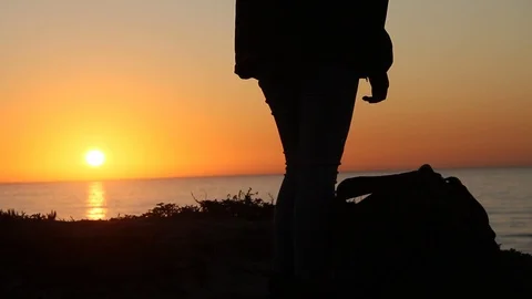 Standing still on hillside (panning) Stock Footage 123200943