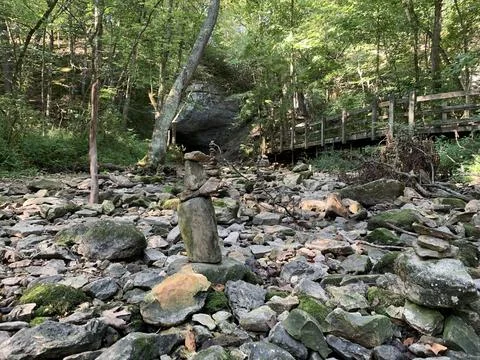 Standing stone beneath a observation platform  Stock Photos