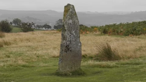 Standing stone in Wales Stock Footage 117554278