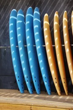 Standing surf boards Stock Photos