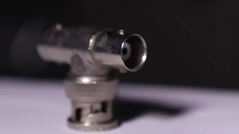 Standing T-fitting for RF coax Stock Footage 136342087