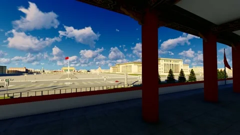 Standing on the Tiananmen Square Tower in Beijing Stock Footage 193995823