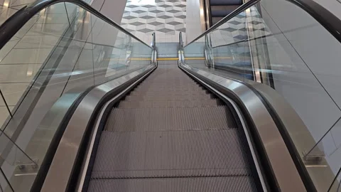 Standing at the Top of Down Escalator Video stock 247795439