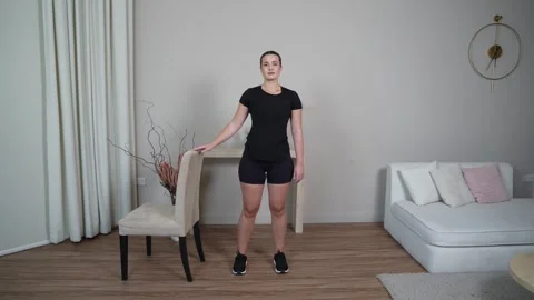 Standing Weight Shift with Reach to Same Side Stock Footage 314189968