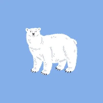 Standing white polar bear flat style, vector illustration Stock Illustration