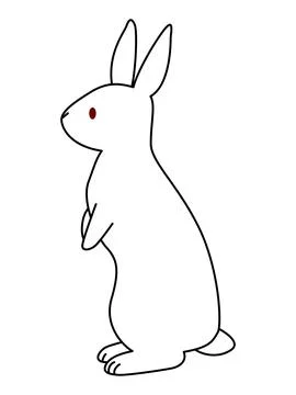 Standing white rabbit. View from the side. Stock-Illustration