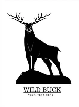 Standing wild black buck Stock Illustration