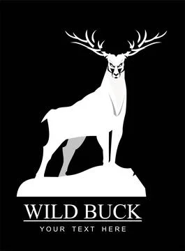 Standing wild white buck Stock Illustration