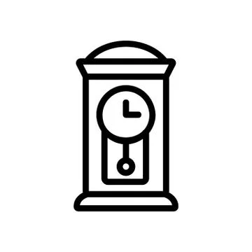 Standing wooden pendulum clock icon vector outline illustration 스톡 일러스트