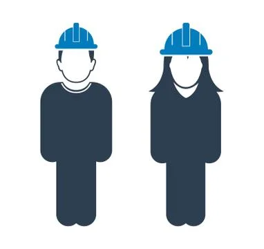 Standing Worker Couple Icon. Flat style vector EPS. Illustrazione stock