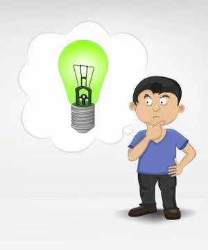 Standing young boy thinking about renewable energy vector illustration イラスト素材