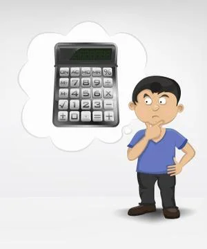 Standing young boy thinking about math vector illustration イラスト素材