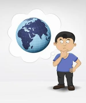 Standing young boy thinking about africa travel vector illustration イラスト素材